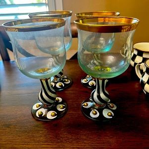 MacKenzie Childs Glass Goblets (4)